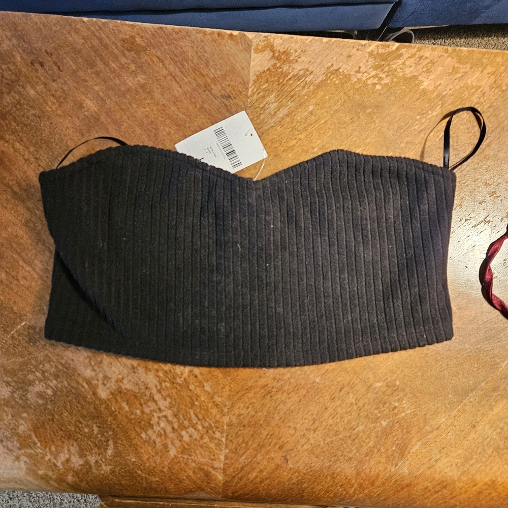 NWT Forever 21 Black Ribbed Strapless Top